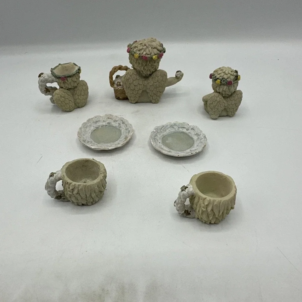 Miniature Tea Set Vintage Baby Angels 8 Pieces.